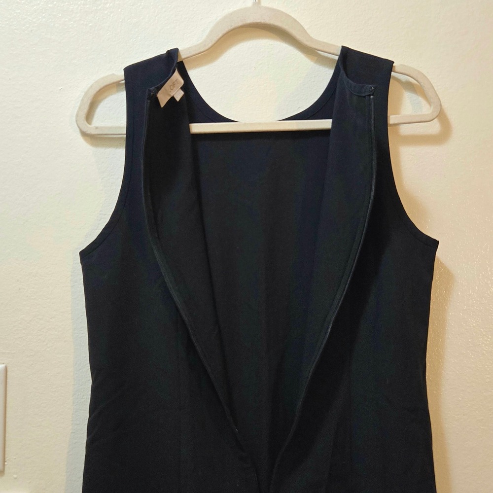 LOFT Dress Size 6 Black Sleeveless Ruffle Hem Tiered Shift Office Casual - Picture 9 of 10